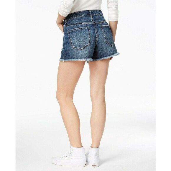 William Rast Jean Shorts Womens 6 28 Blue Distressed Frayed-Hem Denim - Picture 2 of 3